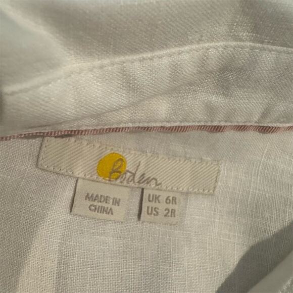 Boden 100% Linen Button Down White SZ 2 Coastal Grandma Quiet Luxury EUC - Picture 3 of 8
